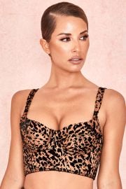 Chloe Leopard Print Quilted Devore Bustier at House of CB